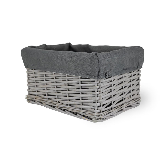 Wicker basket Koszoplotka gray with lining 30x20x15h