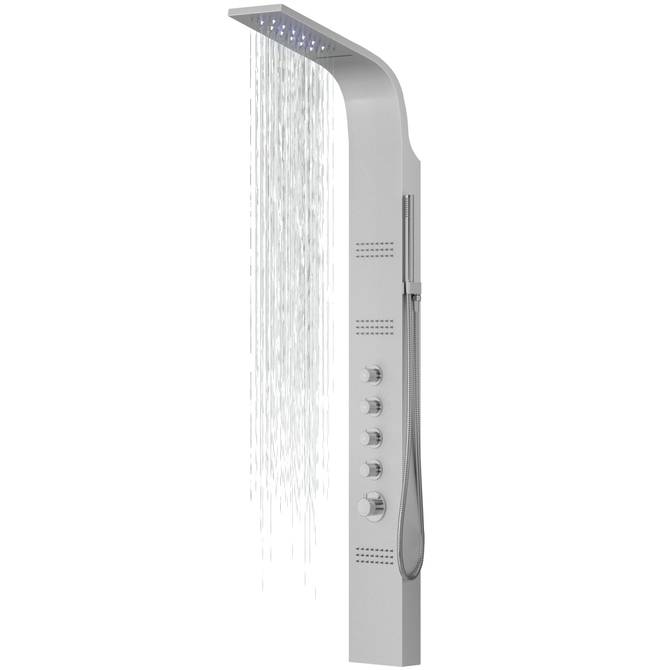 Panel prysznicowy Corsan LED KASKADA Termostat Srebrny Deszczownica LED